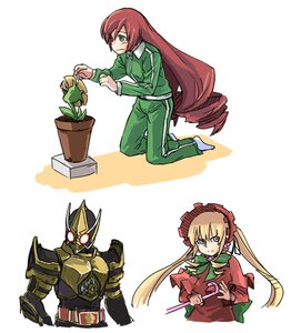 Rating: Safe Score: 0 Tags: 1boy 2girls blonde_hair blue_eyes bonnet crossover dress drill_hair green_eyes helmet image long_hair long_sleeves multiple_girls pair shinku suiseiseki twin_drills twintails very_long_hair watering_can User: admin