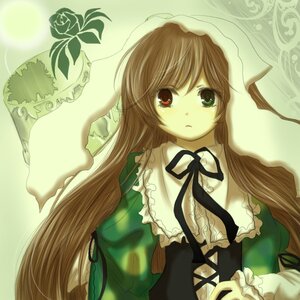 Rating: Safe Score: 0 Tags: 1girl auto_tagged black_ribbon brown_hair dress flower frills green_dress green_eyes hat head_scarf heterochromia image long_hair long_sleeves looking_at_viewer red_eyes ribbon rose solo suiseiseki very_long_hair User: admin