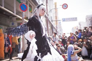 Rating: Safe Score: 0 Tags: blurry blurry_background blurry_foreground crowd day depth_of_field dress hairband long_hair multiple_girls outdoors road_sign sign silver_hair solo solo_focus suigintou User: admin