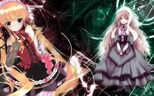 Rating: Safe Score: 0 Tags: 2girls blonde_hair blue_eyes book dress flower image long_hair looking_at_viewer multiple_girls pair ribbon rose shinku sitting smile suiseiseki very_long_hair User: admin