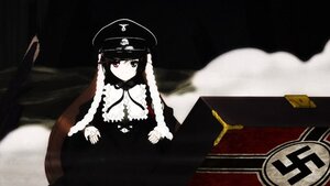Rating: Safe Score: 0 Tags: 1girl black_hair cape expressionless fur_trim hat image long_sleeves peaked_cap red_eyes short_hair solo suiseiseki User: admin