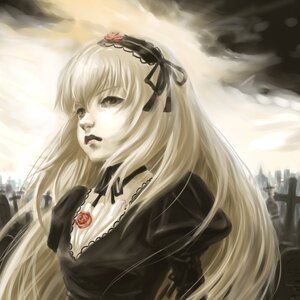 Rating: Safe Score: 0 Tags: 1girl black_ribbon blonde_hair dress flower frills hairband image lips lolita_fashion long_hair long_sleeves pale_skin rose solo suigintou upper_body User: admin