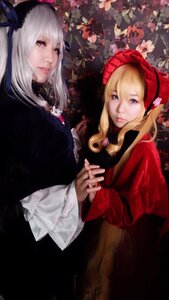 Rating: Safe Score: 0 Tags: 2girls blonde_hair blue_eyes bonnet flower hairband holding_hands lips long_hair multiple_cosplay multiple_girls red_eyes shinku silver_hair smile suigintou tagme User: admin