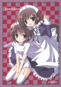 Rating: Safe Score: 0 Tags: 2girls :d argyle argyle_background bat_wings between_legs blue_eyes blush brown_hair checkered checkered_background checkered_floor dress garter_straps hat image looking_at_viewer multiple_girls nurse nurse_cap open_mouth pair short_hair sitting smile souseiseki suiseiseki thighhighs white_legwear wings User: admin