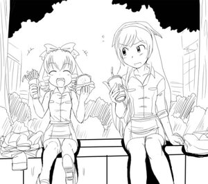 Rating: Safe Score: 0 Tags: closed_eyes greyscale hinaichigo image long_hair monochrome multiple_girls open_mouth pair ponytail sitting smile suiseiseki tree User: admin