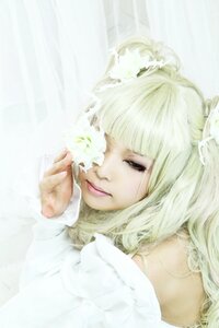 Rating: Safe Score: 0 Tags: 1girl bangs blonde_hair blunt_bangs closed_mouth eyelashes flower hair_ornament kirakishou lips long_hair solo white_flower white_theme User: admin