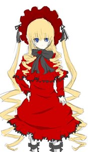 Rating: Safe Score: 0 Tags: 1girl blonde_hair blue_eyes bonnet bow bowtie dress drill_hair frills full_body image long_hair long_sleeves looking_at_viewer red_dress shinku simple_background solo standing twin_drills twintails very_long_hair white_background User: admin