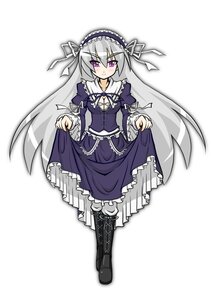 Rating: Safe Score: 0 Tags: 1girl blush boots dress frills full_body gothic_lolita hairband image juliet_sleeves lolita_fashion lolita_hairband long_hair long_sleeves looking_at_viewer purple_eyes ribbon silver_hair smile solo suigintou very_long_hair white_background User: admin