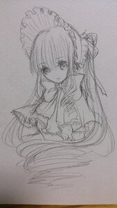 Rating: Safe Score: 0 Tags: 1girl dress eyebrows_visible_through_hair frills graphite_(medium) greyscale image long_hair long_sleeves looking_at_viewer monochrome photo shinku sketch solo traditional_media umbrella User: admin