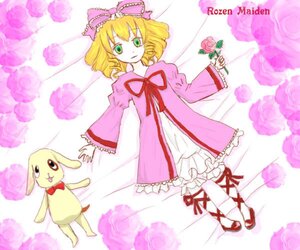 Rating: Safe Score: 0 Tags: 1girl blonde_hair bloomers bow dress flower frills green_eyes hair_bow hina_ichigo long_sleeves lying on_back pink_bow pink_flower pink_rose red_rose ribbon rose short_hair solo underwear User: admin