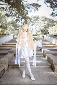 Rating: Safe Score: 0 Tags: 1girl blonde_hair closed_eyes closed_mouth day dress full_body kirakishou long_hair outdoors pantyhose solo standing tree very_long_hair white_dress white_footwear white_legwear User: admin