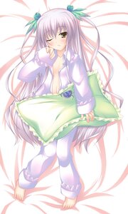 Rating: Questionable Score: 0 Tags: 1girl barasuishou barefoot bed blush dakimakura dress frilled_pillow frills green_eyes image long_hair long_sleeves lying on_back one_eye_closed open_clothes open_shirt pajamas photoshop_(medium) pillow purple_hair rozen_maiden shimakaze_(soundz_of_bell) shirt sleepy solo striped very_long_hair white_hair yellow_eyes User: admin