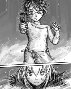 Rating: Safe Score: 0 Tags: glasses greyscale gun handgun image monochrome multiple_girls sakurada_jun short_hair solo suigintou weapon User: admin