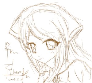 Rating: Safe Score: 0 Tags: 1girl blush dated eyebrows_visible_through_hair image looking_at_viewer monochrome simple_background sketch solo suiseiseki white_background User: admin
