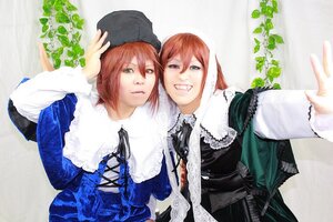 Rating: Safe Score: 0 Tags: 2boys 2girls blue_dress dress green_eyes hat head_scarf long_hair long_sleeves multiple_boys multiple_cosplay multiple_girls outstretched_arm outstretched_hand siblings sisters smile souseiseki suiseiseki tagme twins User: admin