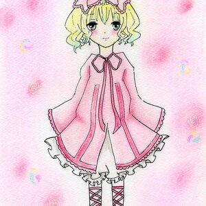 Rating: Safe Score: 0 Tags: 1girl blonde_hair blue_eyes blush cross-laced_footwear dress flower frills gradient gradient_background hat hina_ichigo hinaichigo image long_sleeves looking_at_viewer pink_background pink_bow ribbon short_hair solo standing User: admin