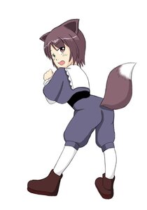 Rating: Safe Score: 0 Tags: 1boy animal_ears brown_hair crossdressing full_body heterochromia image looking_back open_mouth otoko_no_ko solo souseiseki striped tail User: admin