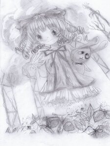 Rating: Safe Score: 0 Tags: 1girl animal bow curly_hair dress drill_hair greyscale hat hinaichigo image looking_at_viewer monochrome sketch smile solo traditional_media twin_drills wings User: admin
