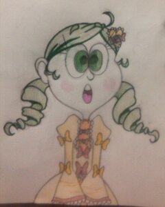 Rating: Safe Score: 0 Tags: 1girl blurry bow drill_hair glasses green_eyes grey_background hair_ornament hat image kanaria looking_at_viewer no_humans open_mouth photo ringlets simple_background solo traditional_media twin_drills User: admin