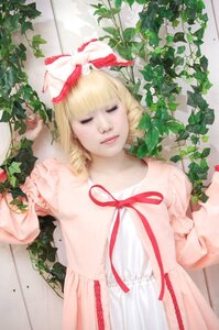 Rating: Safe Score: 0 Tags: 1girl blonde_hair closed_eyes hinaichigo leaf lips plant ribbon solo upper_body User: admin
