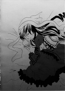 Rating: Safe Score: 0 Tags: 1girl capelet doujinshi doujinshi_#92 dress frills greyscale image long_hair long_sleeves lying monochrome multiple profile solo suiseiseki User: admin