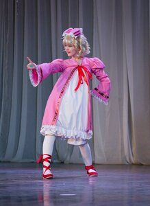 Rating: Safe Score: 0 Tags: 1girl blonde_hair curtains dress frills full_body hat hinaichigo long_sleeves mob_cap pink_dress red_footwear short_hair solo standing striped User: admin