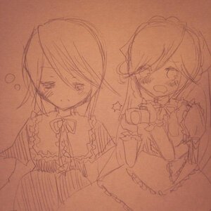 Rating: Safe Score: 0 Tags: 1girl cup dress frills image long_hair monochrome one_eye_closed pair souseiseki suiseiseki teacup User: admin