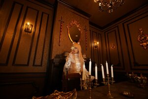 Rating: Safe Score: 0 Tags: 1girl blonde_hair candle dress holding indoors kirakishou long_hair long_sleeves mirror solo User: admin