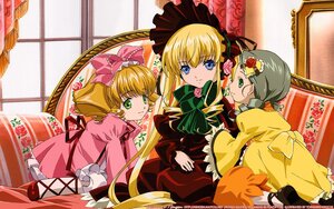Rating: Safe Score: 0 Tags: 3girls bangs blonde_hair blue_eyes bow bowtie cup dress drill_hair frills green_eyes hair_bow hair_ornament hat hina_ichigo image indoors juliet_sleeves long_hair long_sleeves looking_at_viewer multiple multiple_girls pink_bow pink_dress puffy_sleeves shinku shoes sitting smile tagme white_legwear window User: admin