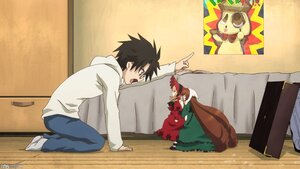 Rating: Safe Score: 0 Tags: black_hair hood image multiple_boys pair pointing red_hair sakurada_jun shinku suiseiseki User: admin