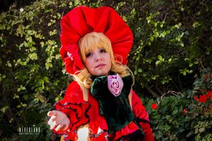 Rating: Safe Score: 0 Tags: 1girl bangs blonde_hair blue_eyes bush flower headphones hood lips plant shinku solo upper_body User: admin