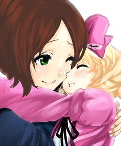 Rating: Safe Score: 0 Tags: 2girls ^_^ blonde_hair blush bow brown_hair cheek-to-cheek closed_eyes green_eyes hina_ichigo hinaichigo hug image kashiwaba_tomoe multiple_girls one_eye_closed pink_bow ribbon scarf short_hair smile solo tears yuri User: admin