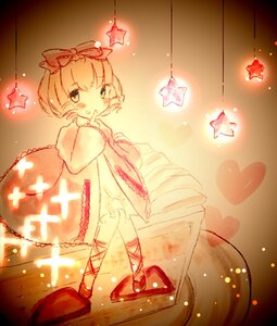 Rating: Safe Score: 0 Tags: 1girl blush bow christmas_tree cross dress finger_to_mouth food frills hair_bow hair_ribbon heart hinaichigo image looking_at_viewer ribbon short_hair solo star_(symbol) star_hair_ornament star_print starfish starry_background User: admin