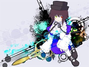 Rating: Safe Score: 0 Tags: 1girl brown_hair dress frills green_eyes hat heterochromia image long_hair long_sleeves pantyhose red_eyes scissors shoes short_hair solo souseiseki suiseiseki top_hat User: admin