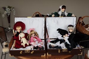 Rating: Safe Score: 0 Tags: 4girls blonde_hair brown_hair doll dress flower hat hina_ichigo multiple_dolls multiple_girls pink_bow sitting tagme User: admin