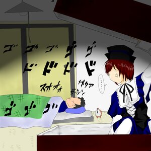 Rating: Safe Score: 0 Tags: ... 1boy 1girl blanket hat image lying red_hair short_hair sleeping solo souseiseki spoken_ellipsis User: admin