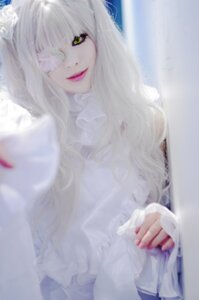 Rating: Safe Score: 0 Tags: 1girl auto_tagged bangs blurry blurry_background blurry_foreground depth_of_field eyepatch kirakishou lips long_hair looking_at_viewer nail_polish red_lips solo white_hair User: admin