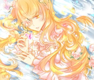 Rating: Safe Score: 0 Tags: 1girl blonde_hair dress flower frills image kirakishou long_hair lying pink_flower pink_rose rose solo very_long_hair yellow_eyes User: admin