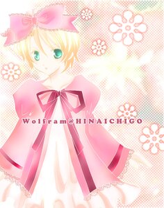 Rating: Safe Score: 0 Tags: 1girl aqua_eyes blonde_hair blue_eyes bow dress frills hair_bow hinaichigo image long_sleeves looking_at_viewer pink_bow pink_dress ribbon short_hair solo User: admin