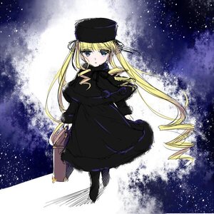 Rating: Safe Score: 0 Tags: 1girl black_capelet black_ribbon blonde_hair blue_eyes blush capelet dress hair_ribbon hat image long_hair night night_sky ribbon shinku shooting_star sky solo space standing star_(sky) star_(symbol) starry_background starry_sky suitcase twintails very_long_hair User: admin