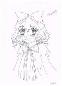 Rating: Safe Score: 0 Tags: 1girl artist_name blush bow dated greyscale hair_bow happy_birthday hinaichigo image looking_at_viewer monochrome ribbon smile solo striped tears User: admin