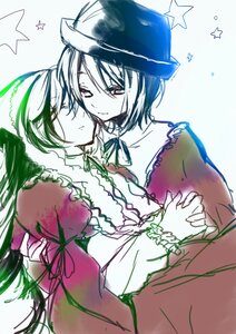 Rating: Safe Score: 0 Tags: 2girls blush dress hat holding_hands image interlocked_fingers long_sleeves multiple_girls pair ribbon short_hair souseiseki star_(symbol) suiseiseki yuri User: admin