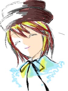 Rating: Safe Score: 0 Tags: bangs closed_eyes closed_mouth green_ribbon image multicolored_hair portrait ribbon short_hair simple_background smile solo souseiseki white_background User: admin