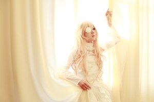 Rating: Safe Score: 0 Tags: 1girl blonde_hair closed_eyes curtains dress indoors kirakishou long_hair long_sleeves solo standing striped sunlight white_dress window User: admin