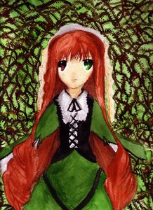 Rating: Safe Score: 0 Tags: 1girl dress green_dress green_eyes head_scarf heterochromia image long_hair long_sleeves looking_at_viewer red_eyes smile solo suiseiseki User: admin
