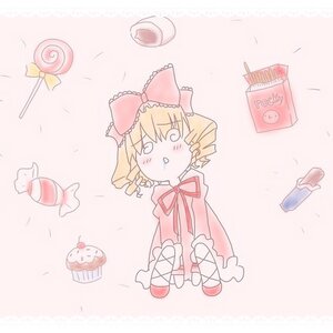 Rating: Safe Score: 0 Tags: 1girl blonde_hair blush bow candy dress drill_hair food hina_ichigo hinaichigo image lollipop solo striped User: admin
