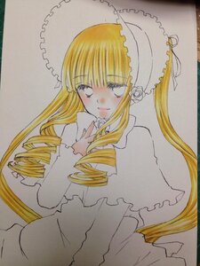 Rating: Safe Score: 0 Tags: 1girl bangs blonde_hair blush bonnet colored_pencil_(medium) dress drill_hair frills image long_hair long_sleeves marker_(medium) one_eye_closed parasol pastel_(medium) photo shikishi shinku simple_background smile solo traditional_media twin_drills umbrella watercolor_(medium) white_background User: admin