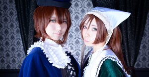 Rating: Safe Score: 0 Tags: 2girls blue_dress brown_hair frills green_eyes hat head_scarf heterochromia lips long_hair looking_at_viewer multiple_cosplay multiple_girls red_eyes short_hair siblings sisters souseiseki suiseiseki tagme twins User: admin