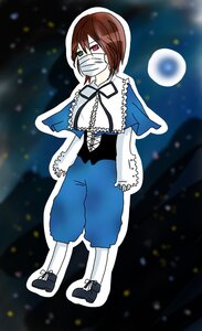 Rating: Safe Score: 0 Tags: 1girl blue_eyes brown_hair capelet full_body heterochromia image looking_at_viewer mask pants red_eyes shoes short_hair solo souseiseki standing white_legwear User: admin