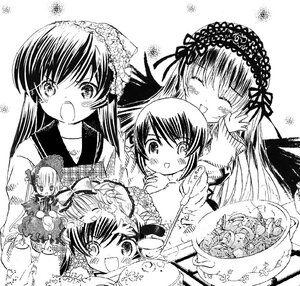 Rating: Safe Score: 0 Tags: 6+girls blush closed_eyes food greyscale hairband hina_ichigo image lolita_hairband long_hair long_sleeves monochrome multiple multiple_girls open_mouth shinku smile suigintou suiseiseki tagme wings User: admin